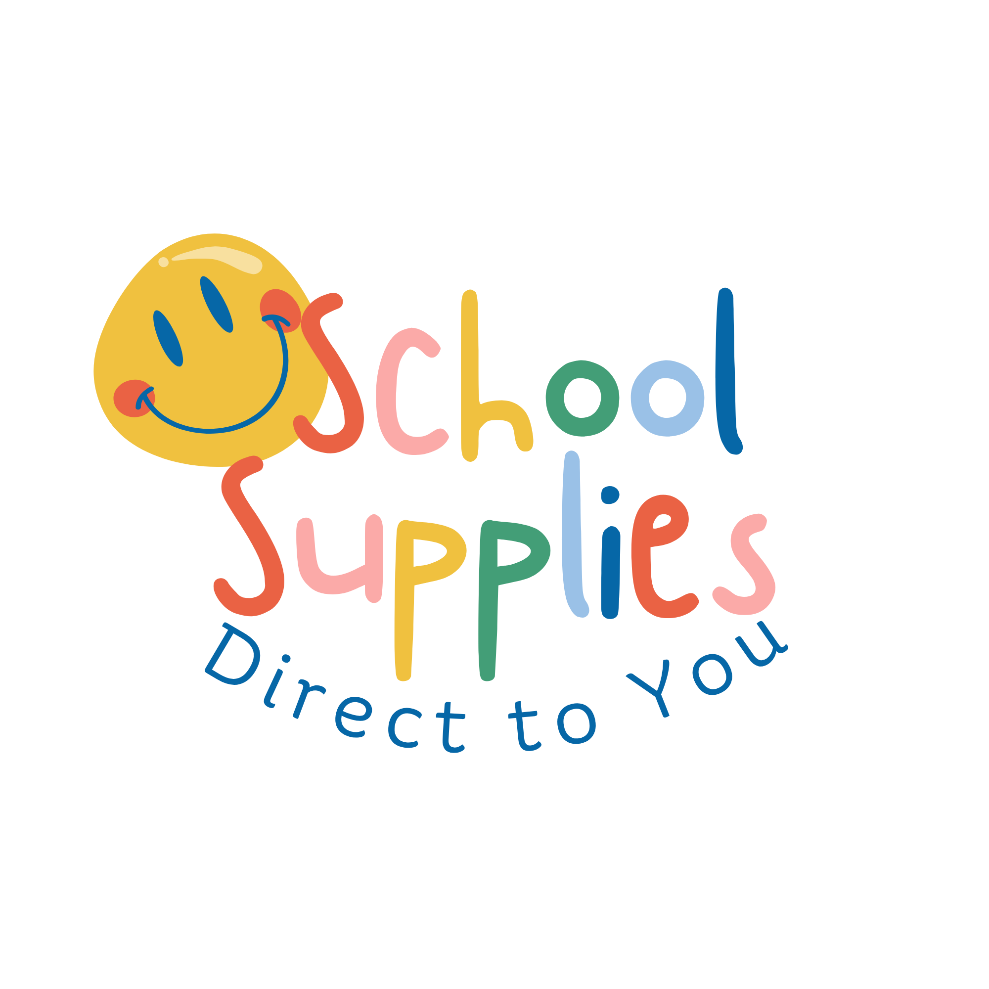 School Supplies Direct to You logo featuring a smiley face